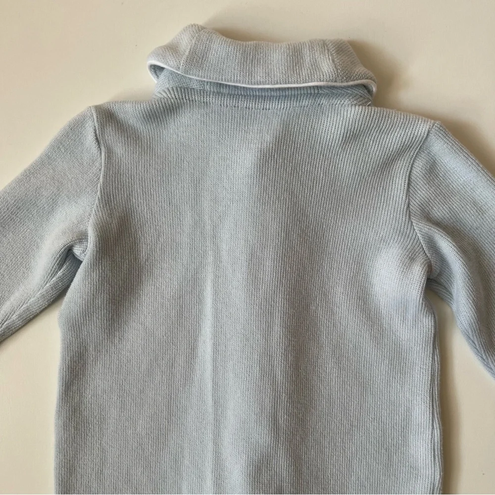Ralph Lauren Childrenswear Unisex French Rib Shawl Light Blue Coverall - 6M